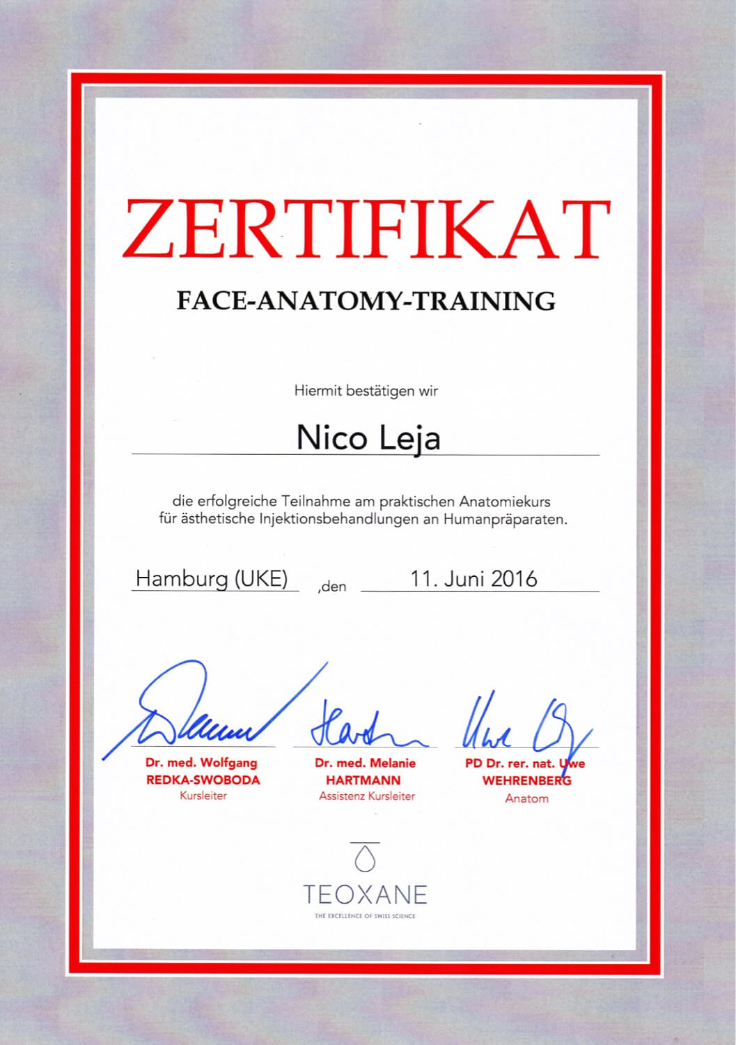 Face Anatomy Training Hamburg - ästhetische Faltenunterspritzung mit Hyaluronsäure Masterclass/Expert - Kurs/Workshop 